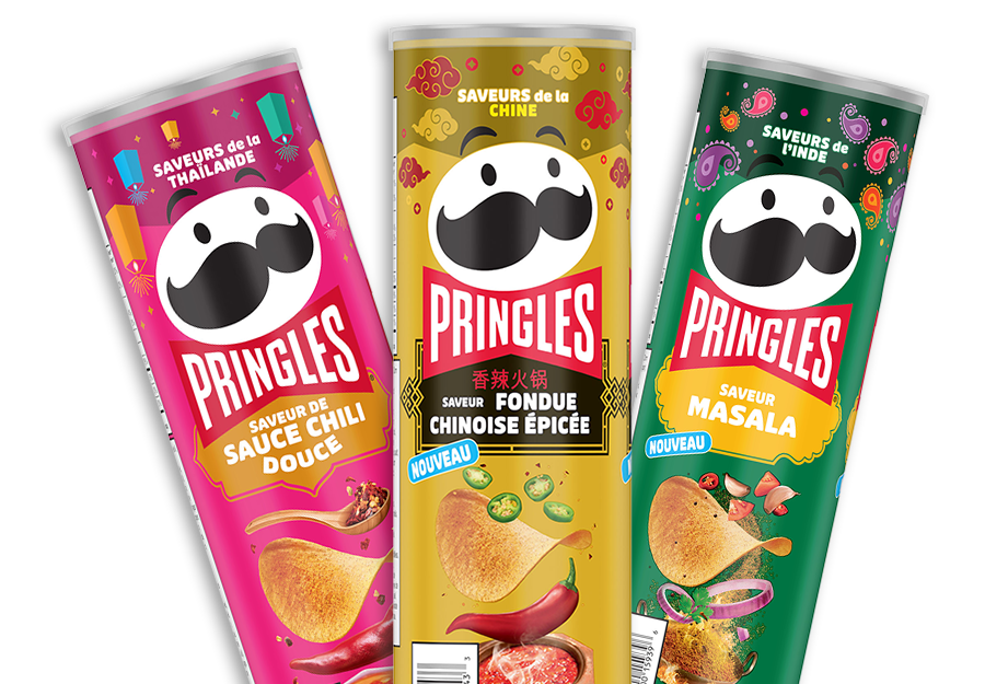 three cans of Pringles asian inspired flavours