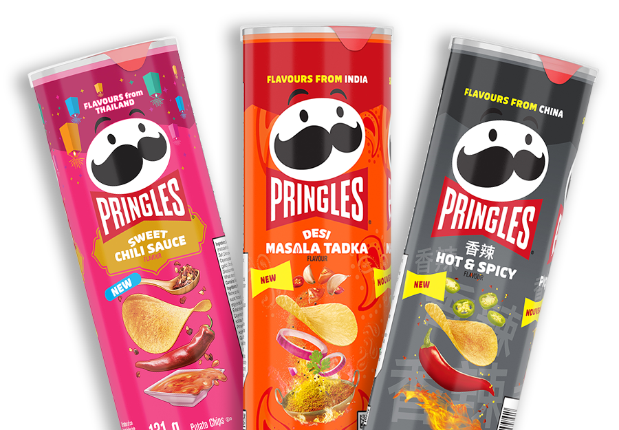 three cans of Pringles asian inspired flavours